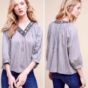 Eri + Ali Anthropologie Kaleidoscope Embroidered Swing Top